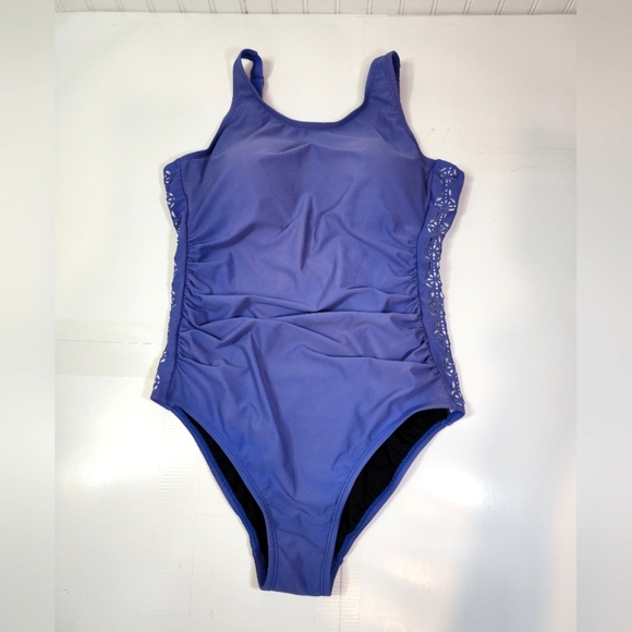 Sea & Sand Women's Purple Swimsuit Size (14) - Picture 9 of 16